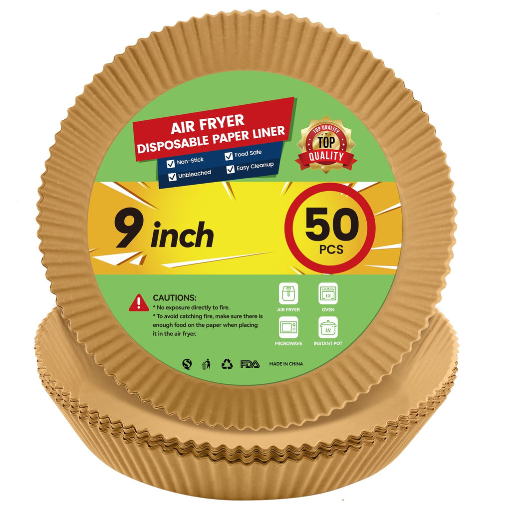 Thick 9 In Disposable Air Fryer Liners - 50 Count for Easy Cleanup