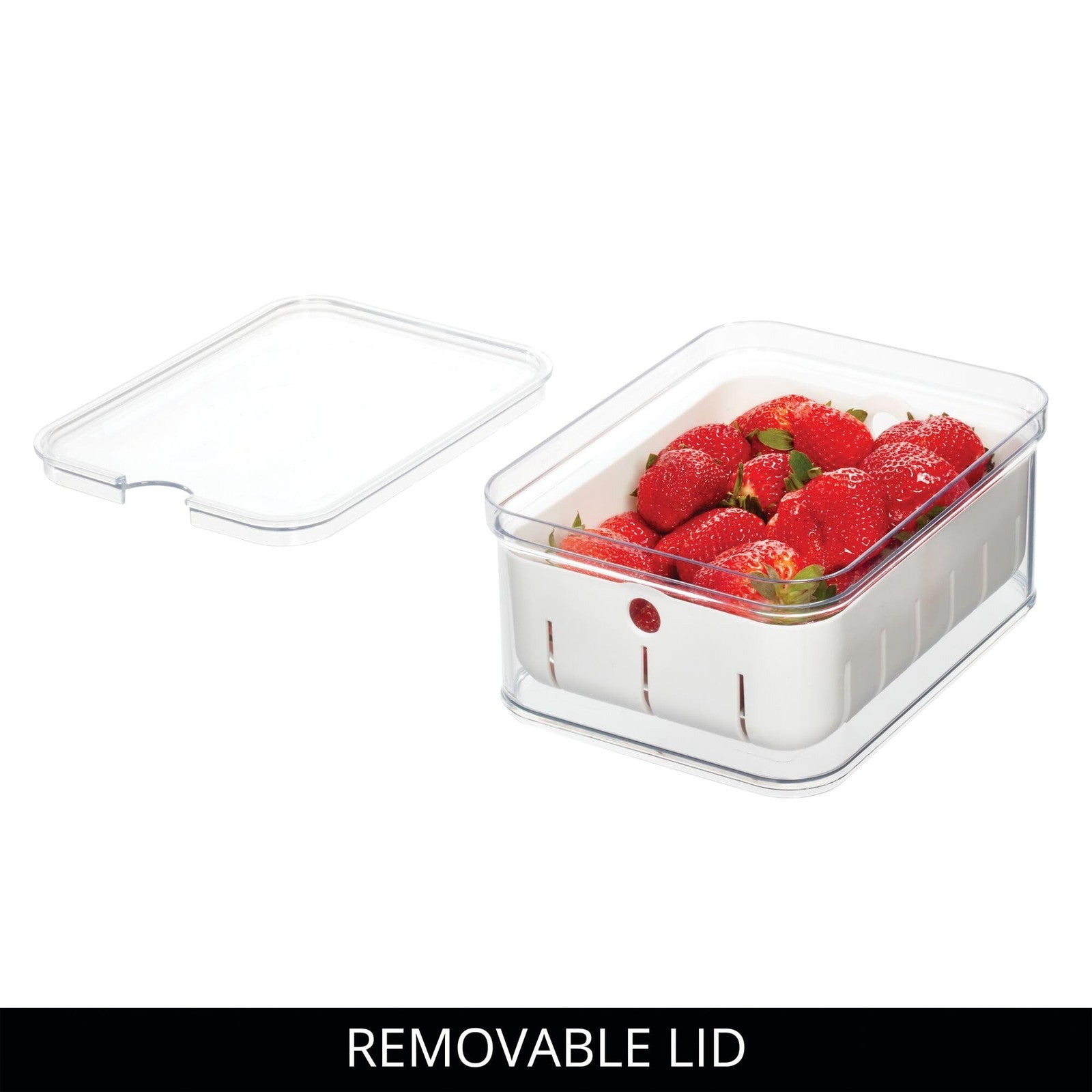 Berry Bin Set of 2 - iDesign Clear/White Storage w/ Removable Colander