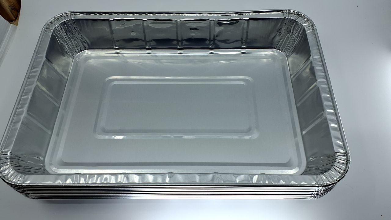 9x13 Disposable Aluminum Foil Pans - 10 Pack Heavy Duty Cooking Trays