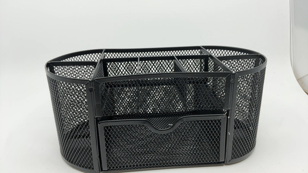 Durable Black Desk Organizer w/ Pullout Drawer, 9.25" x 4.53" x 3.94"
