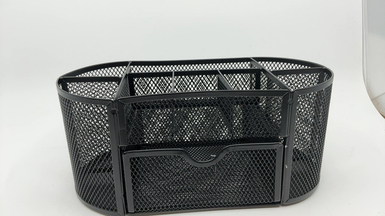 Durable Black Desk Organizer w/ Pullout Drawer, 9.25" x 4.53" x 3.94"