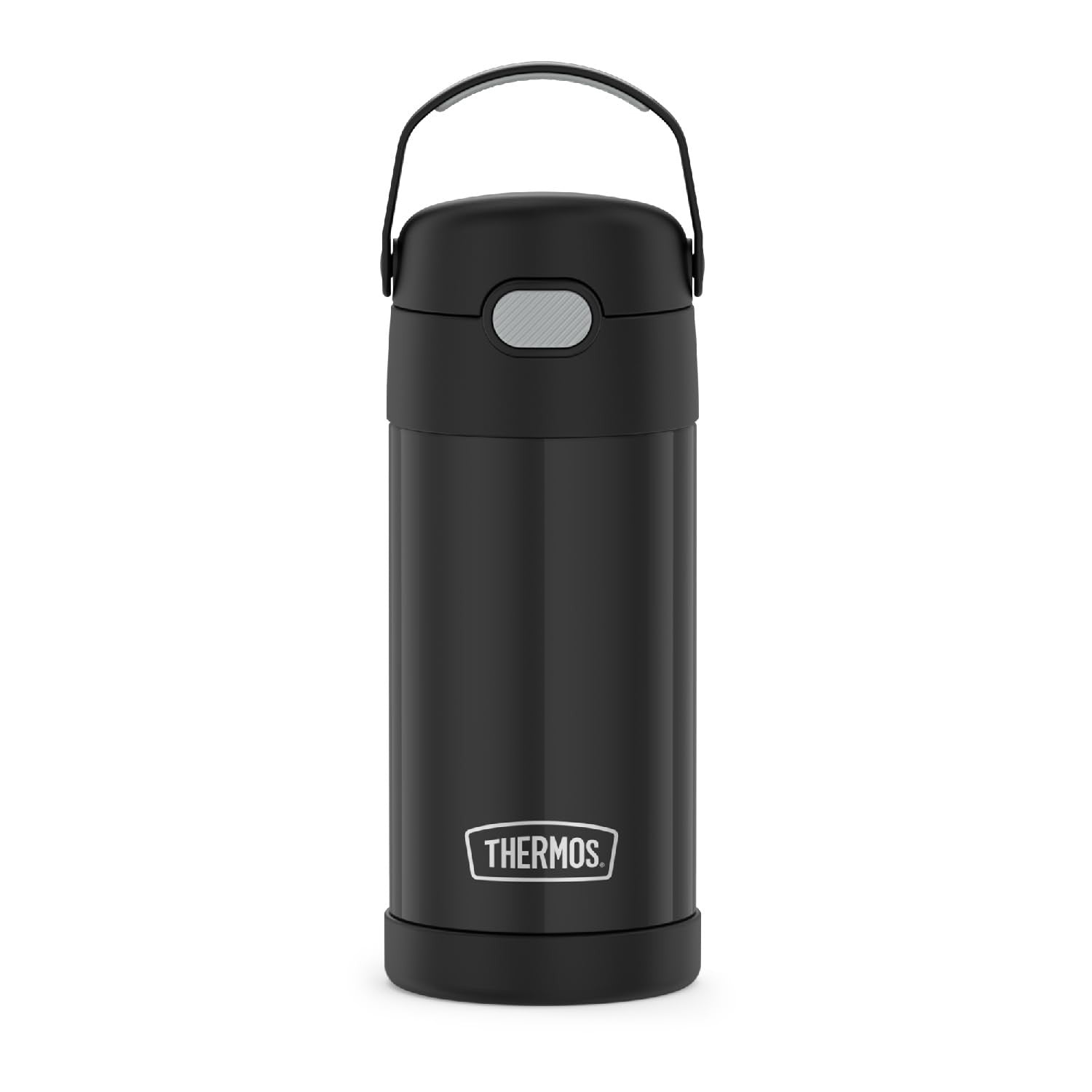 THERMOS FUNtainer 12oz Kids Water Bottle, Black Stainless Steel