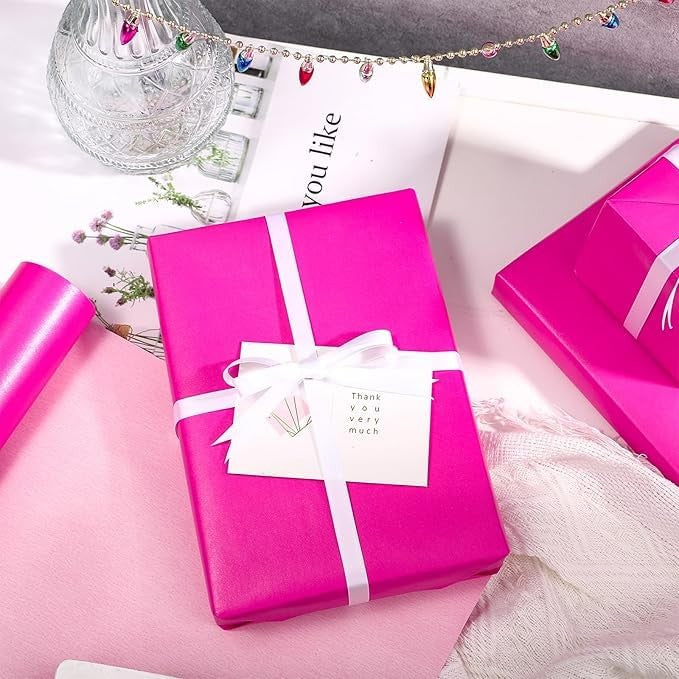 Elegant Hot Pink Wrapping Paper, 17in x 32.8ft, Ideal for Weddings & Birthdays