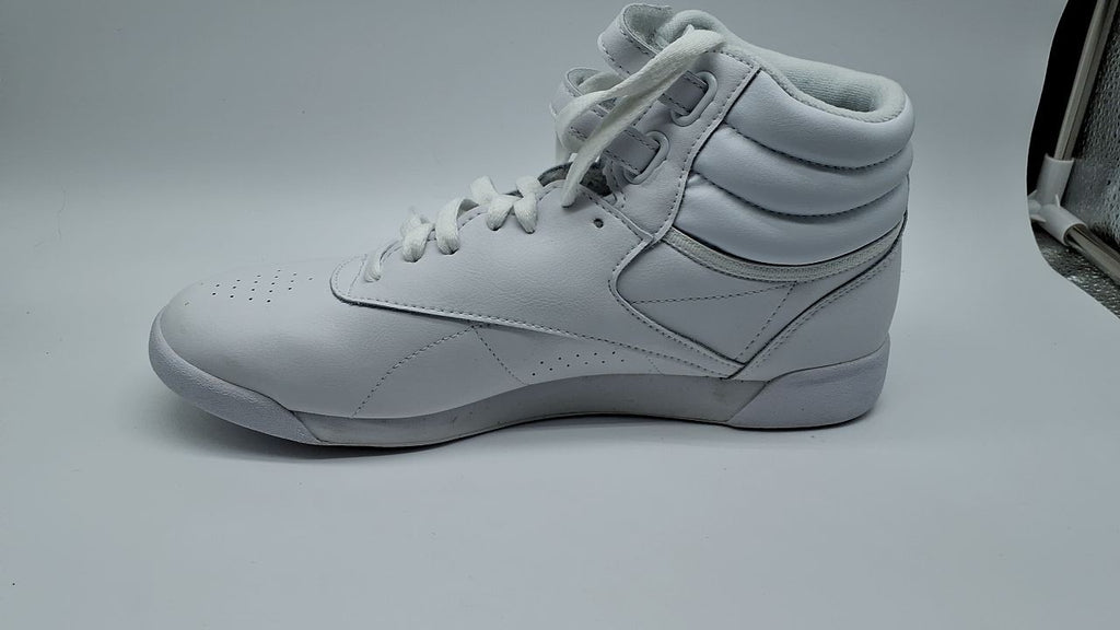 Reebok Women's Basketball Shoes, Freestyle Hi, White/Silver, Size 10