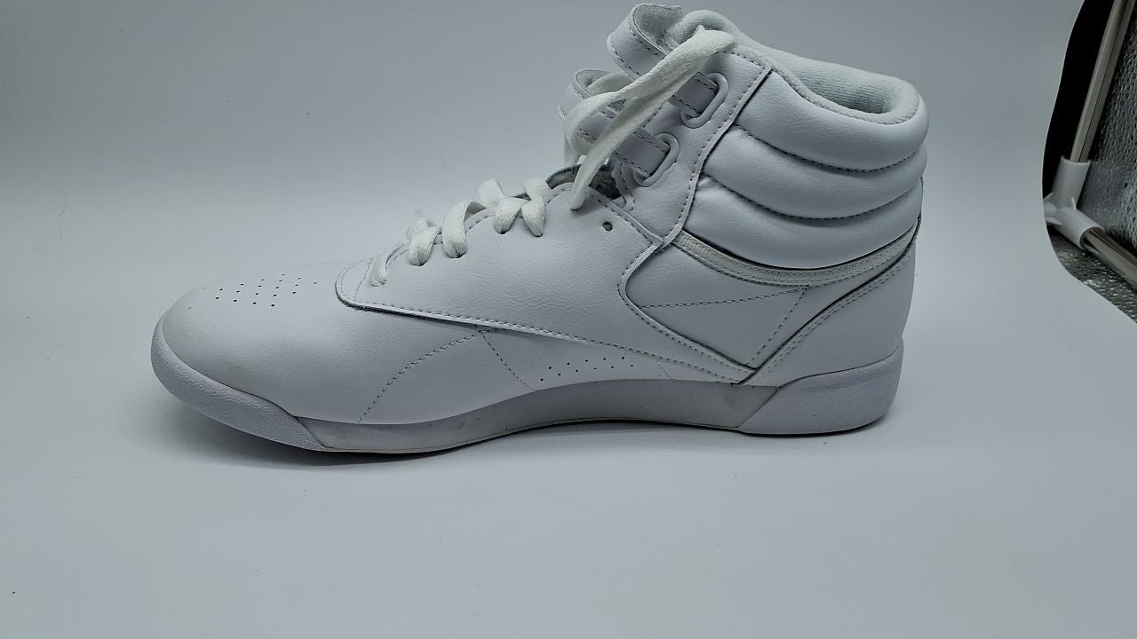 Reebok Women's Basketball Shoes, Freestyle Hi, White/Silver, Size 10