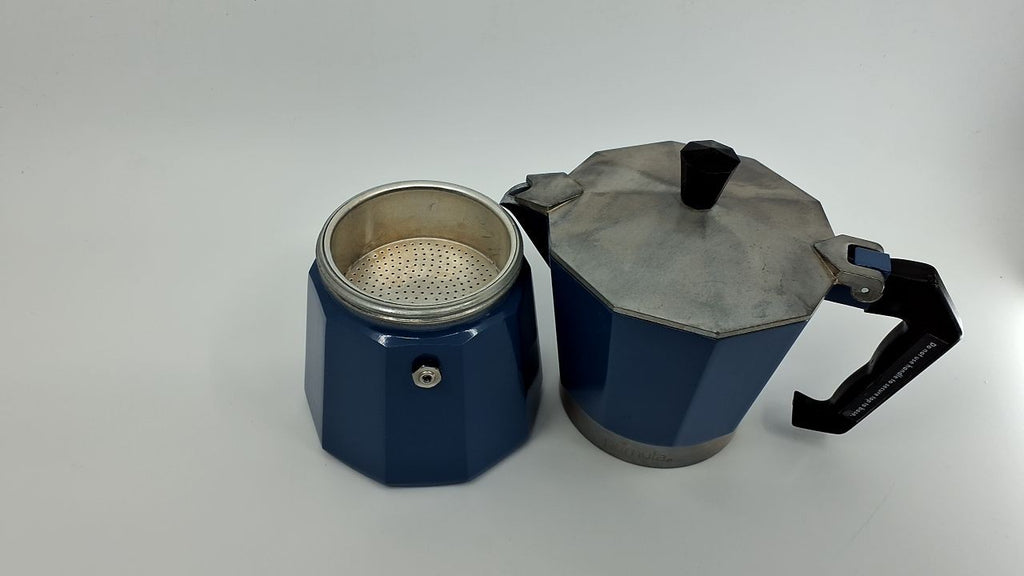 6-Cup Stovetop Espresso Maker, Primula Moka Pot, Blue Aluminum