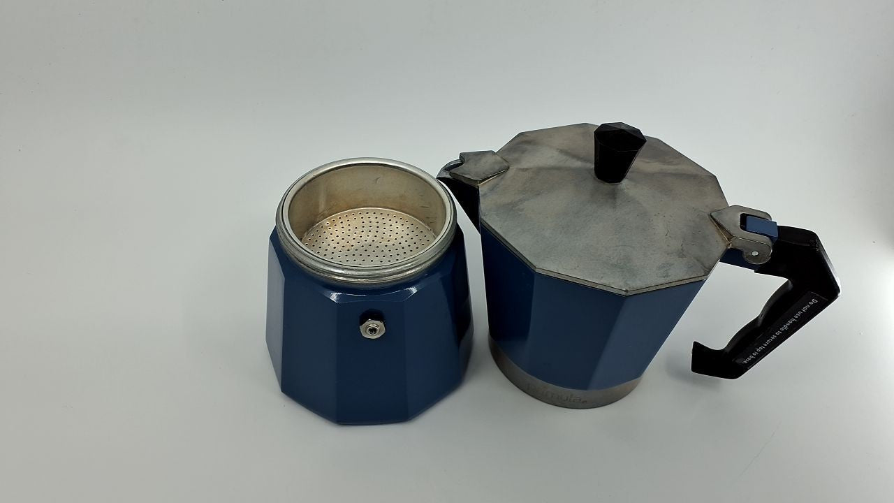 6-Cup Stovetop Espresso Maker, Primula Moka Pot, Blue Aluminum