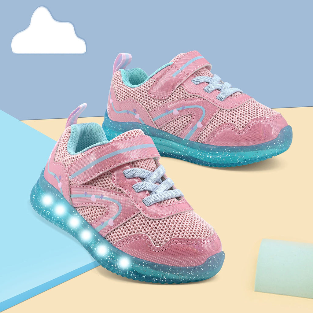 Size 10 Girls Light Up Sneakers w/ LED Lights Pink & Blue Toddler Shoes