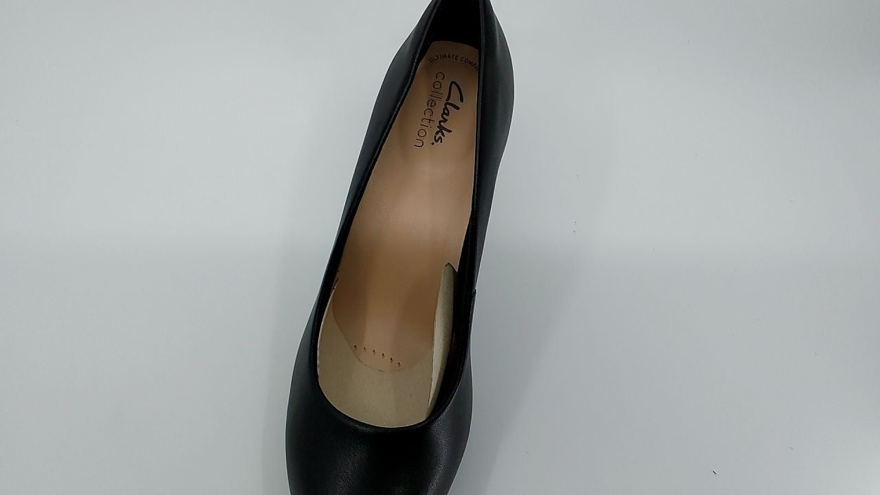 Clarks Women's Adriel Viola Dress Pump, Black Leather, 8