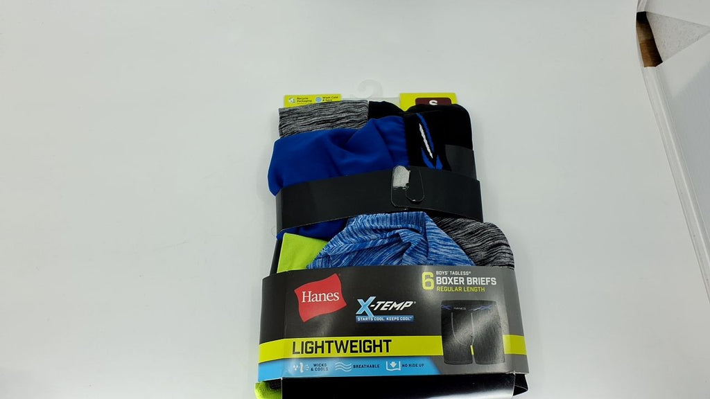 Hanes Boys' Boxer Briefs, Small, 6-Pack, Moisture-Wicking, Assorted Colors