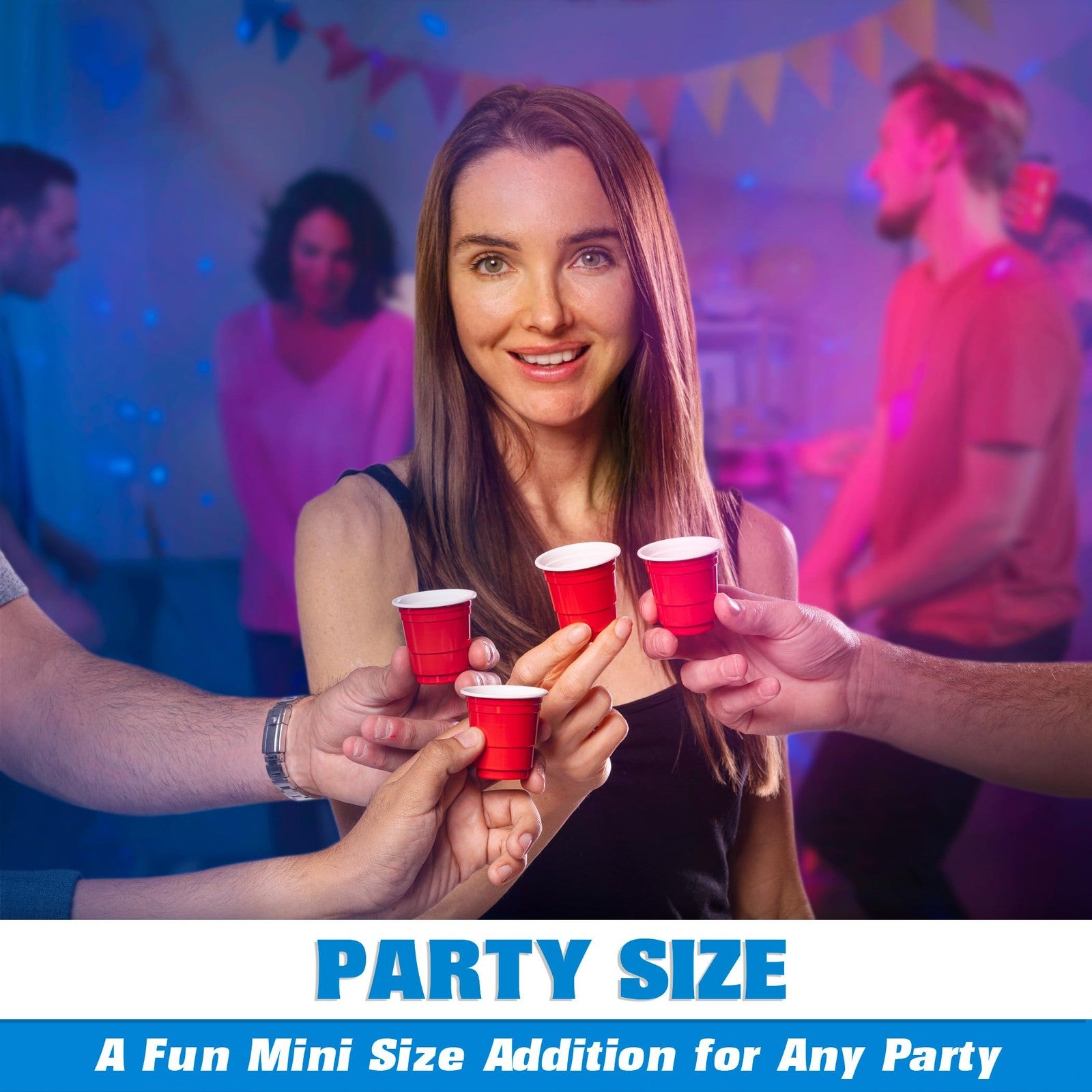 GoBig 200 Pack 2 oz Plastic Shot Cups - Mini 2oz Party Cups, Red