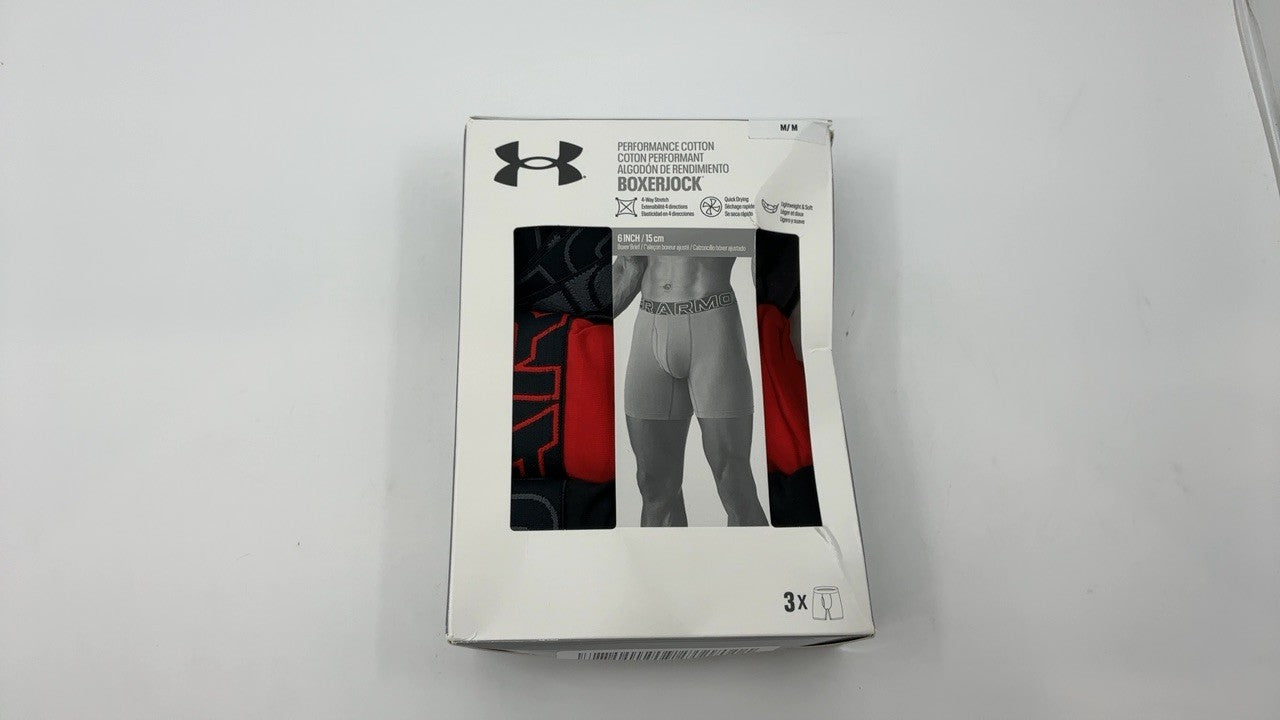 Performance Cotton Boxers 3-Pack, 6in, Castlerock Heather, Under Armour, MD