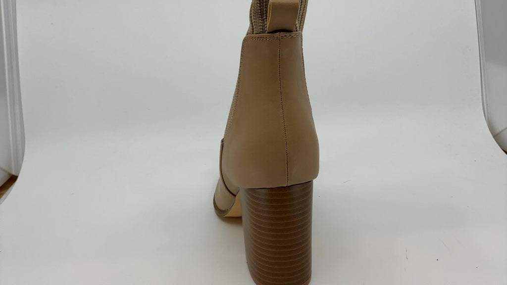 Coutgo Womens Khaki Chelsea Boots Pointed Toe Chunky Block Heel Size 7.5