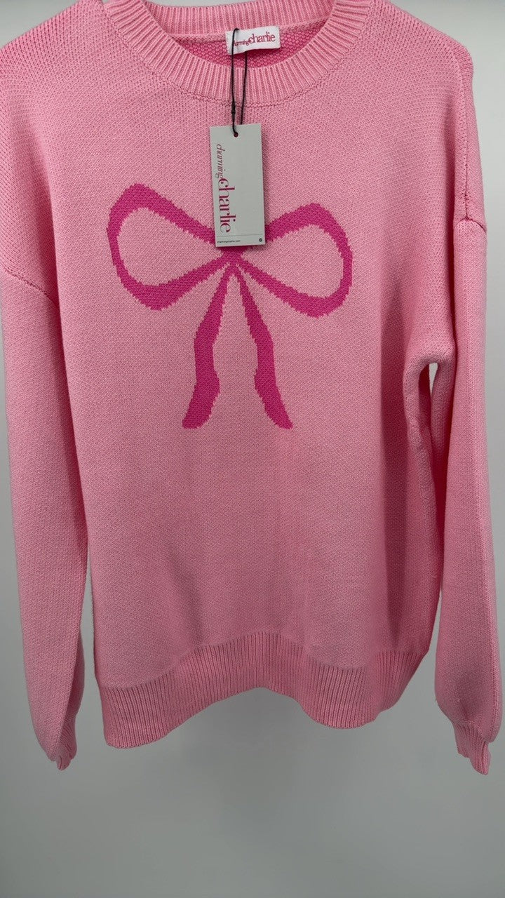Bow Round Neck Long Sleeve Sweater