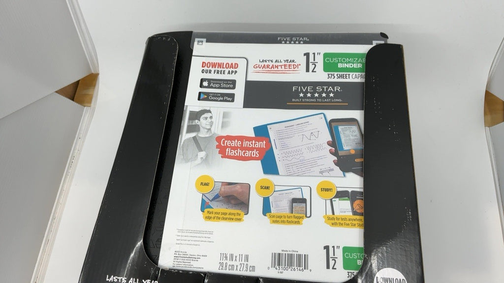 1.5 In Five Star 3-Ring Binder, 375 Sheet Capacity, 6 Pack, Assorted Colors