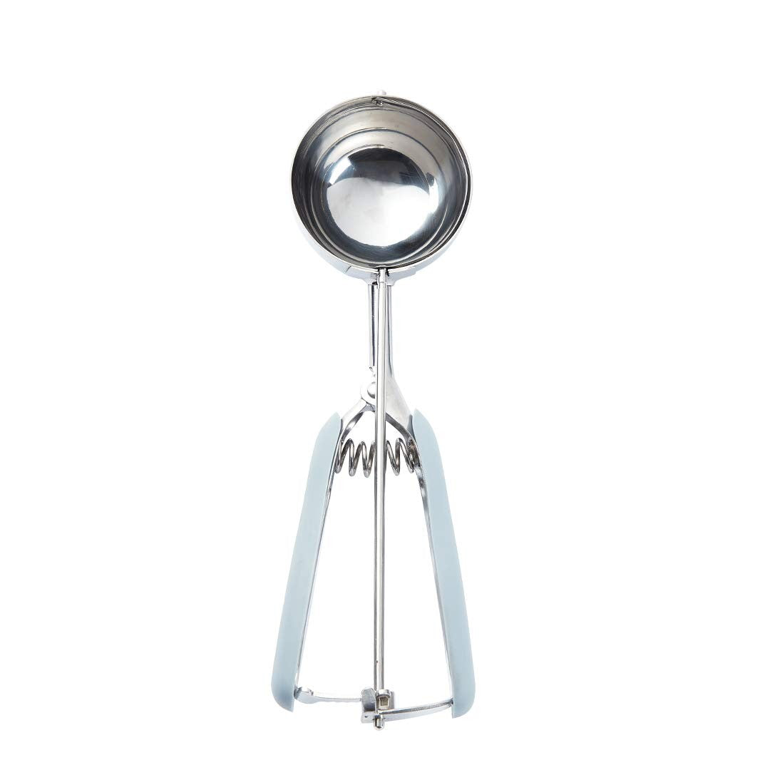 Stainless Steel Ice Cream Scooper 4 Oz - Built-In Blade, Gray Handle