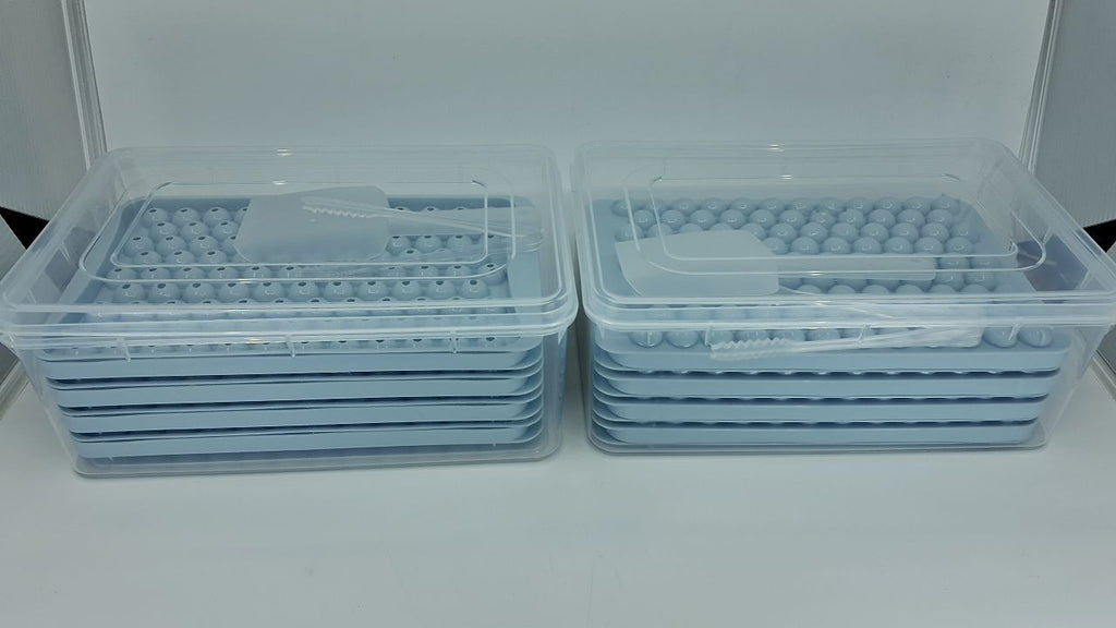 Blue Ice Ball Tray Set, 2 Trays, 832 Ice Balls, 0.60 In, Stackable