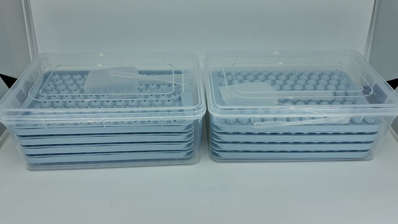 Blue Ice Ball Tray Set, 2 Trays, 832 Ice Balls, 0.60 In, Stackable