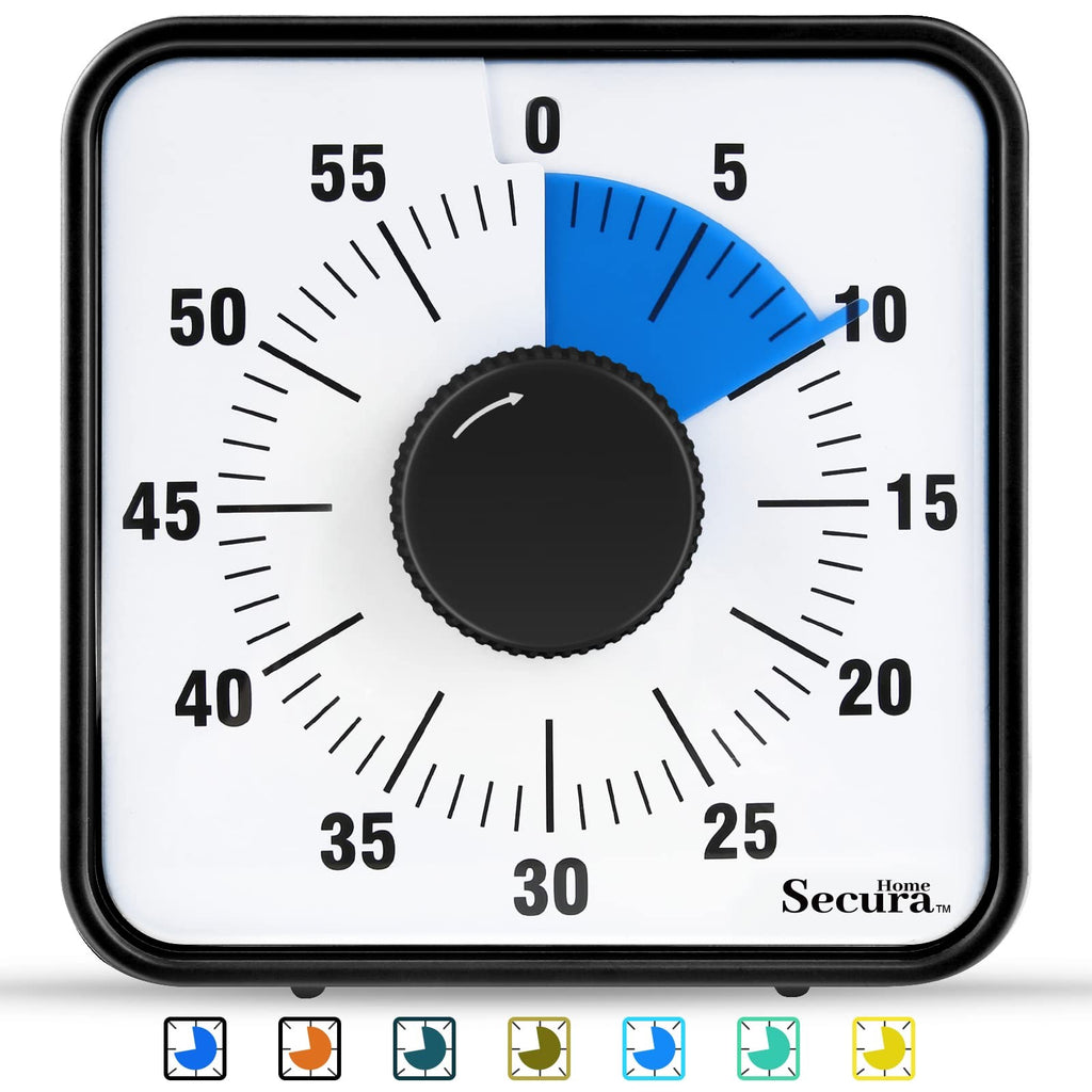 Oversize 7.5 In Countdown Timer, Visual Timer for Kids & Adults, Navy Blue