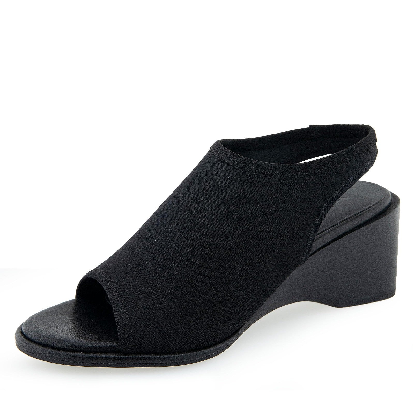 Aerosoles Women's NURI Slingback Wedge Heeled Sandal, Black Fabric, 8.5M
