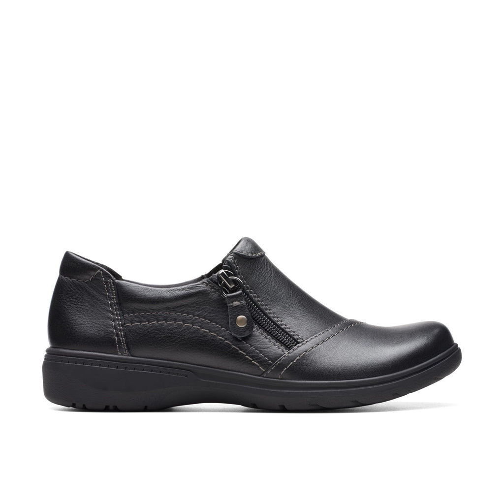 Clarks Women's Carleigh Ray Oxford, Black Leather, 7 Narrow