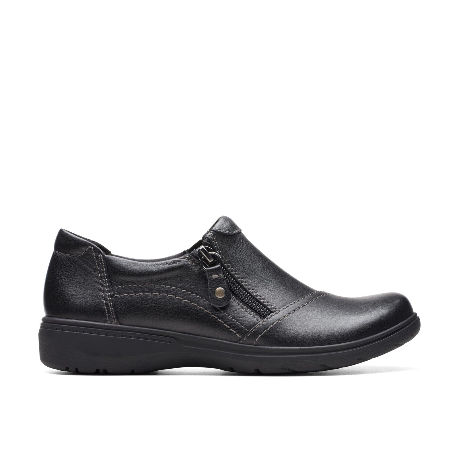 Clarks Women's Carleigh Ray Oxford, Black Leather, 7 Narrow