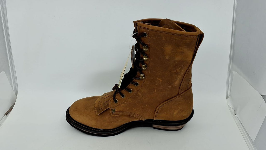 Ad Tec 9in Men's Packer Work Boots, Brown Leather, Non-Slip Sole, 10
