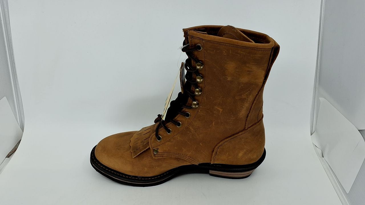 Ad Tec 9in Men's Packer Work Boots, Brown Leather, Non-Slip Sole, 10