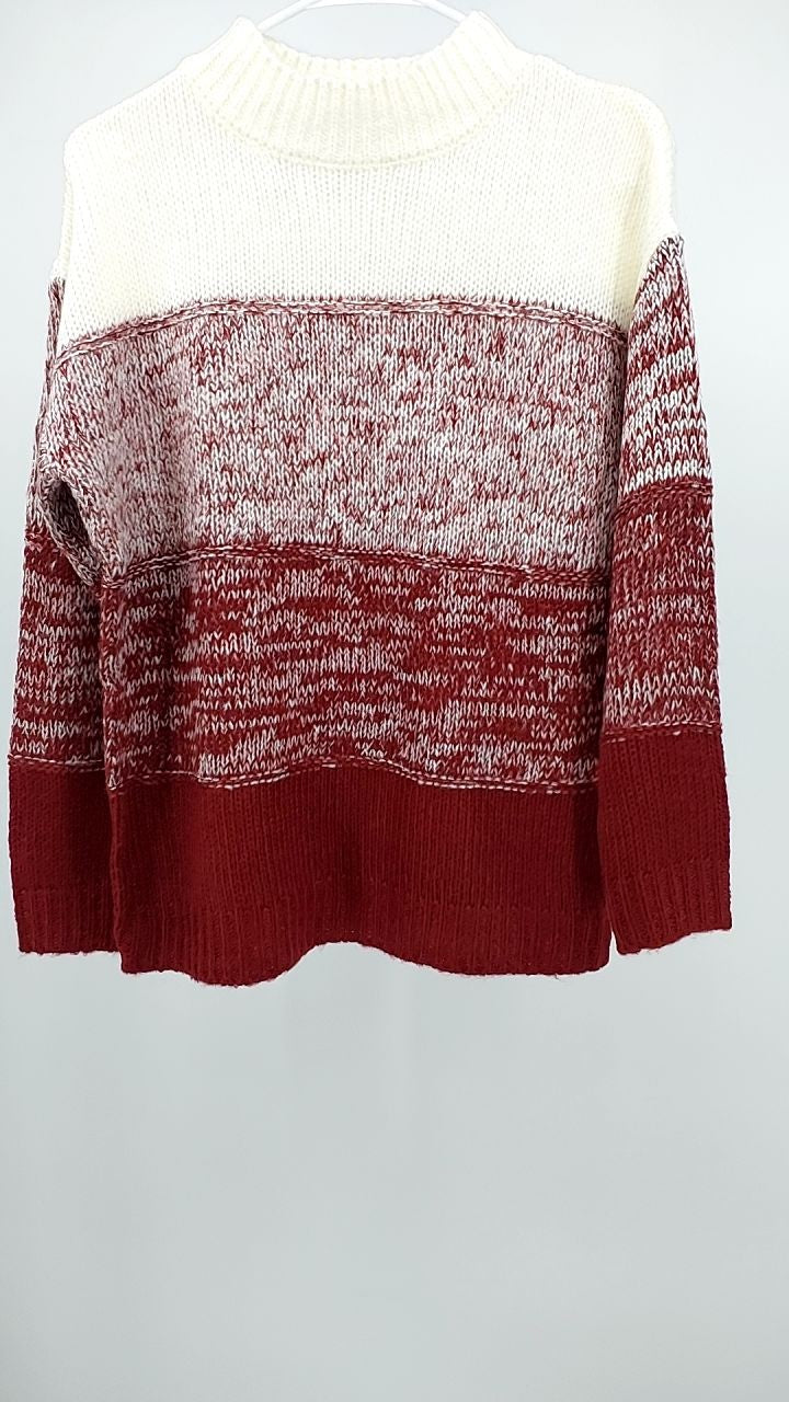 Color Block Turtleneck Sweater