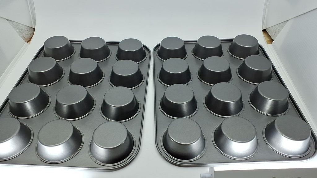 Gray Nonstick Muffin Baking Pans, 12 Cups, Set of 2, 13.9x10.55in