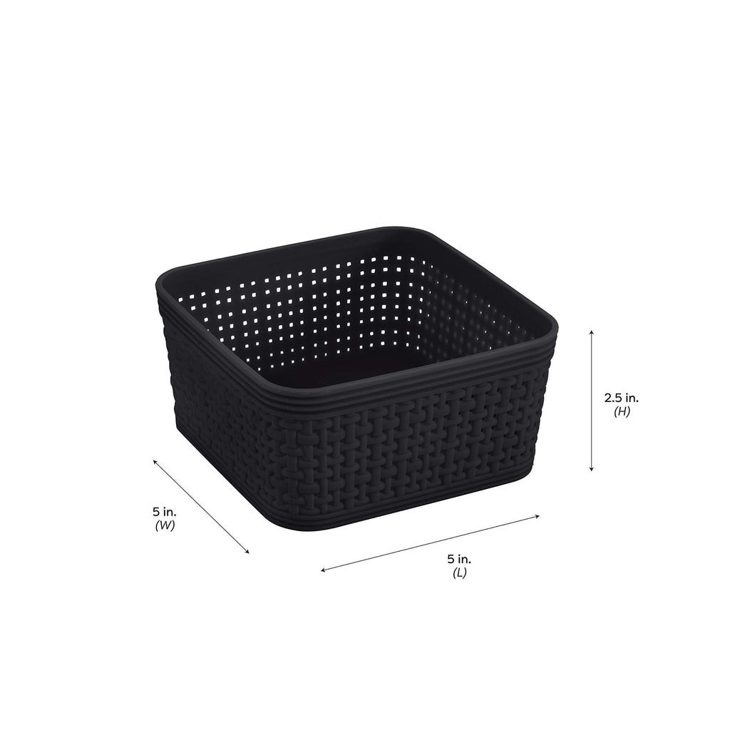 Black 6 Pack Organizing Bins - Square Storage for Office & Bathroom