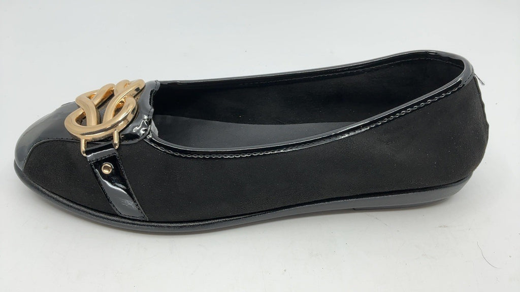 Aerosoles Big Bet Ballet Flat, Black Faux Suede, 10M