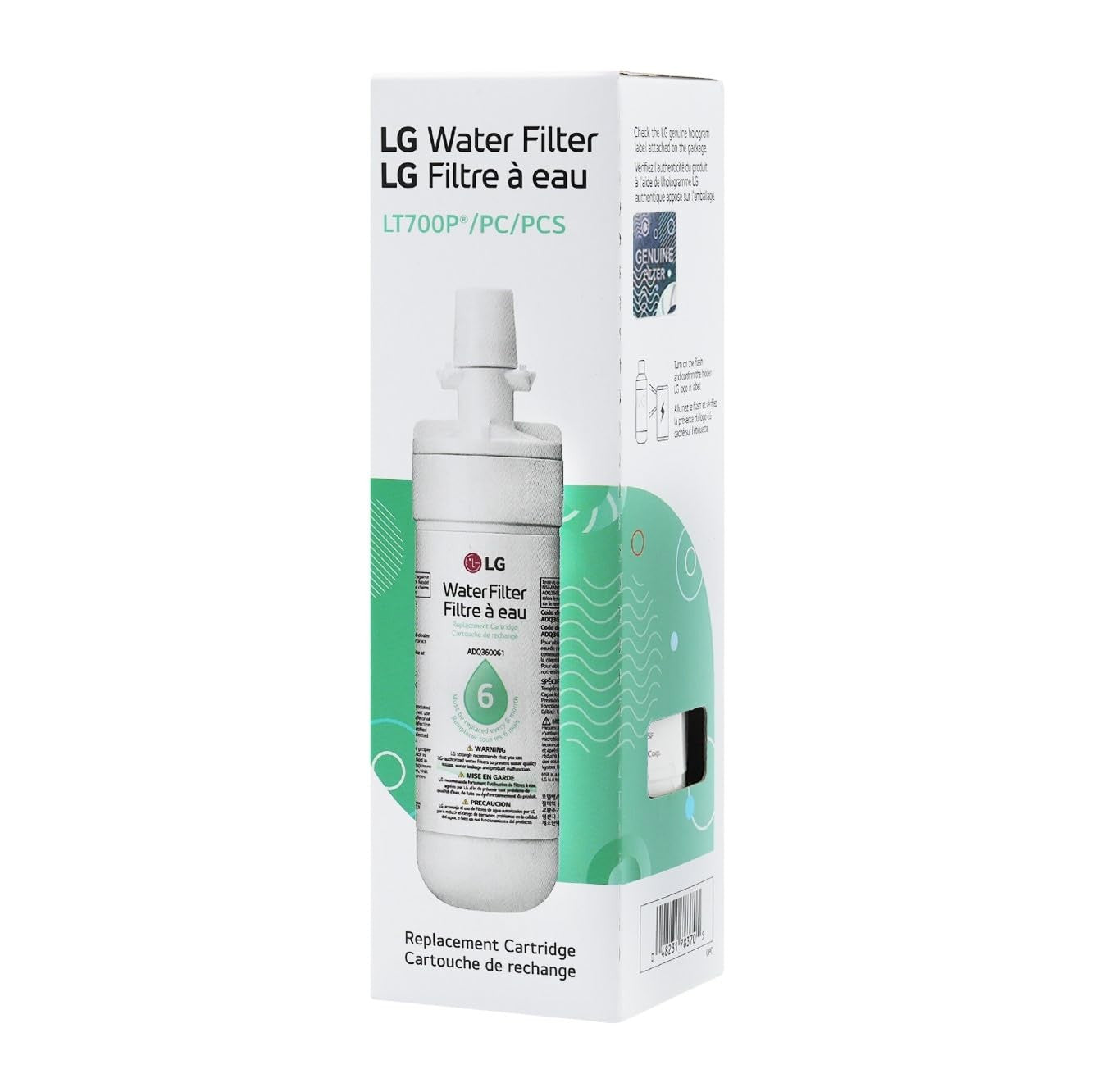 LT700P Replacement Refrigerator Water Filter, 200 Gallon, NSF42/53, White