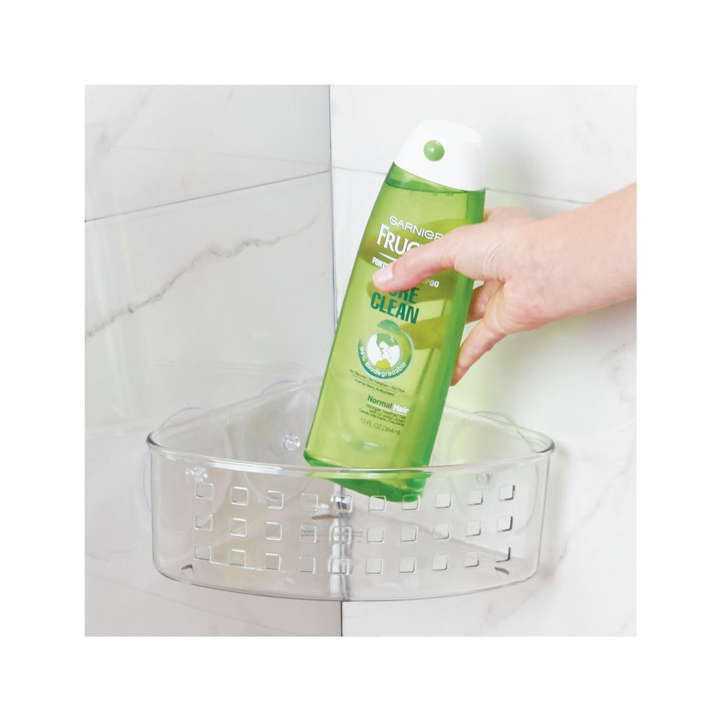 Corner Shower Caddy Basket w/ Suction Cups - Clear Plastic