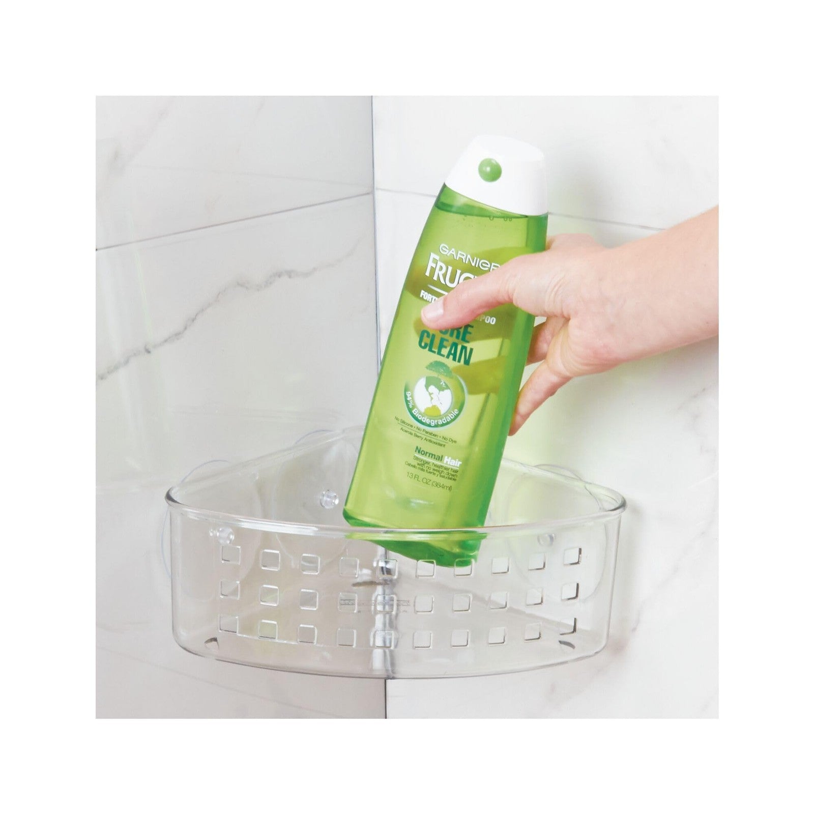 Corner Shower Caddy Basket w/ Suction Cups - Clear Plastic