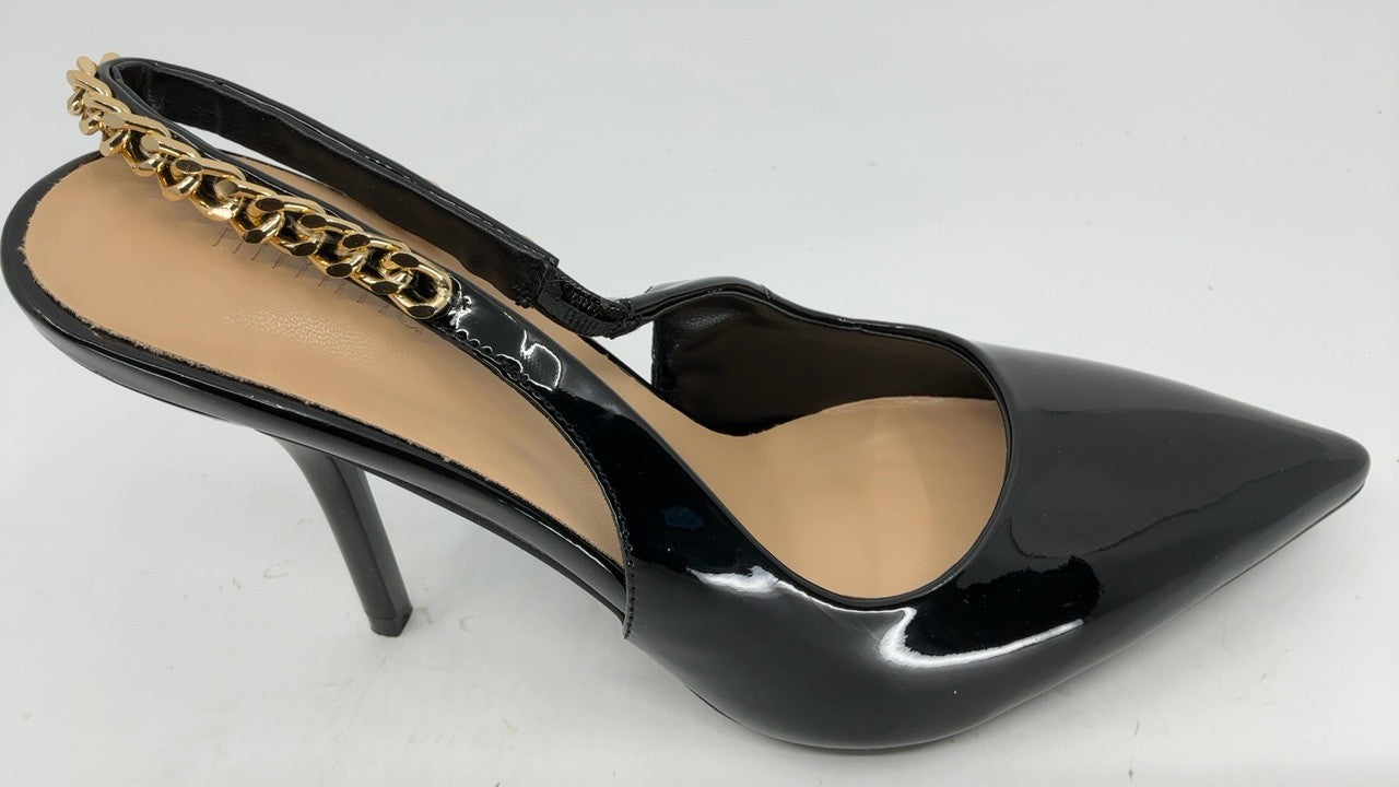 Black Patent Leather Stiletto Heels 4in Size 7 Slingback Pumps