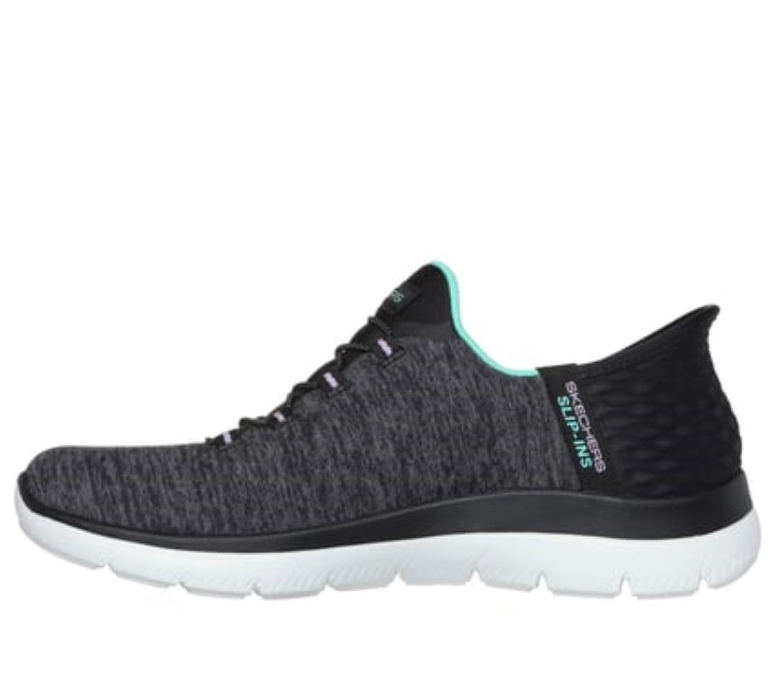 Skechers Summits Hands-Free Sneakers, Memory Foam, Size 7, Black/Turquiose