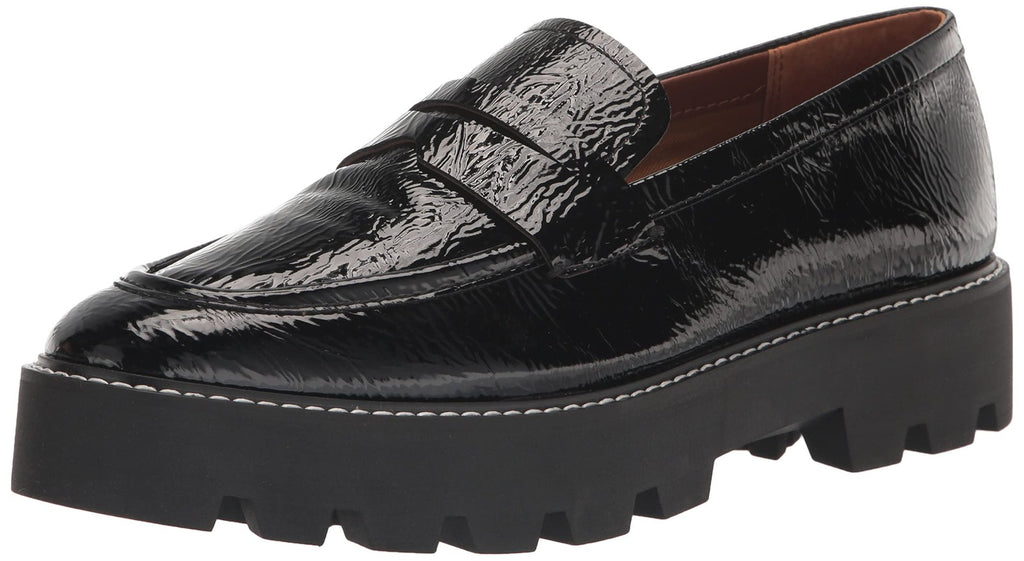Franco Sarto Womens Balin Lug Sole Chunky Loafer, Black, 9.5 Wide US