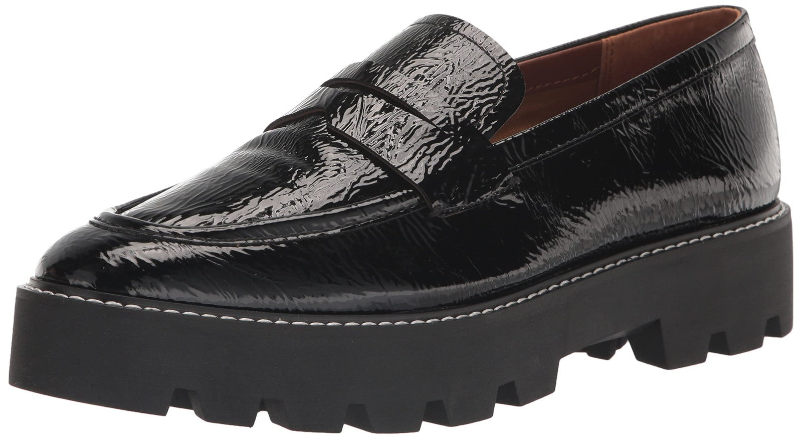 Franco Sarto Womens Balin Lug Sole Chunky Loafer, Black, 9.5 Wide US
