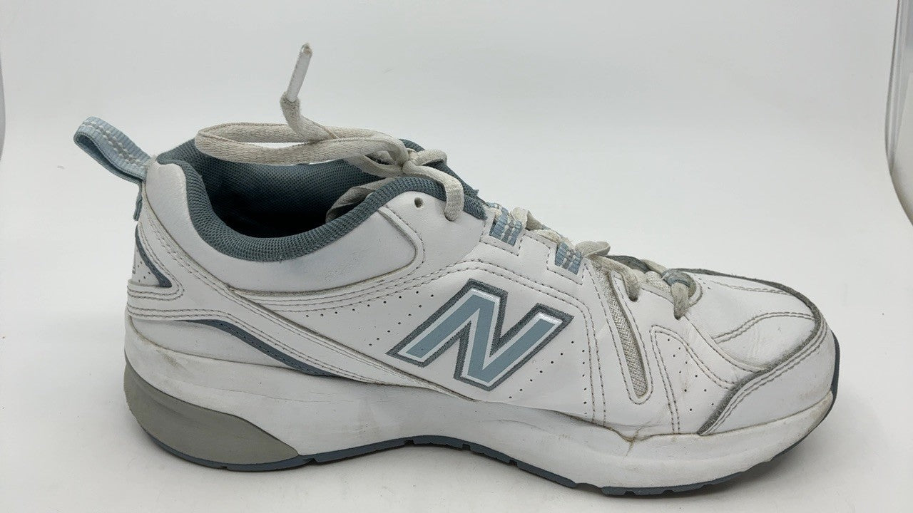 New Balance 608 V5 Women's Cross Trainer, White/Light Blue, Size 9 Wide