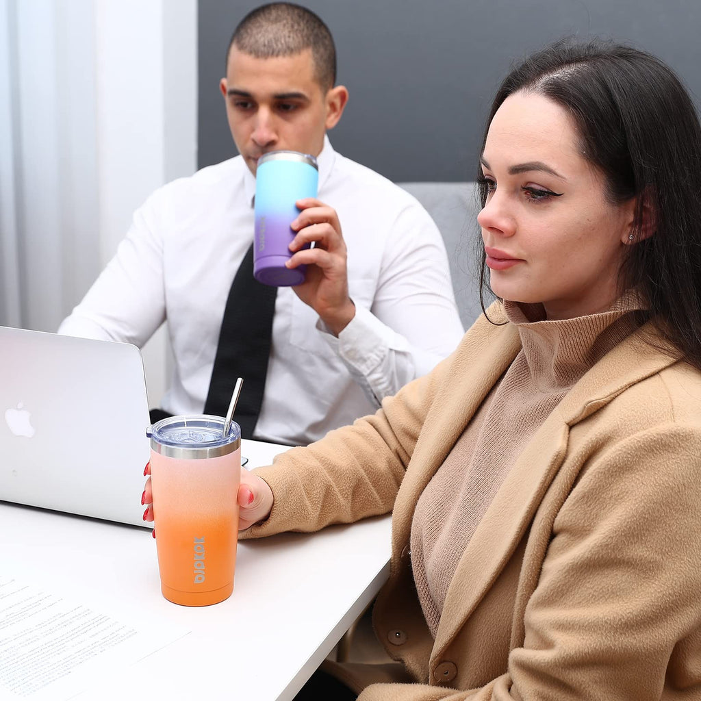 Lavender Green 20oz Insulated Travel Mug w/ Lid & Straw, Stainless Steel