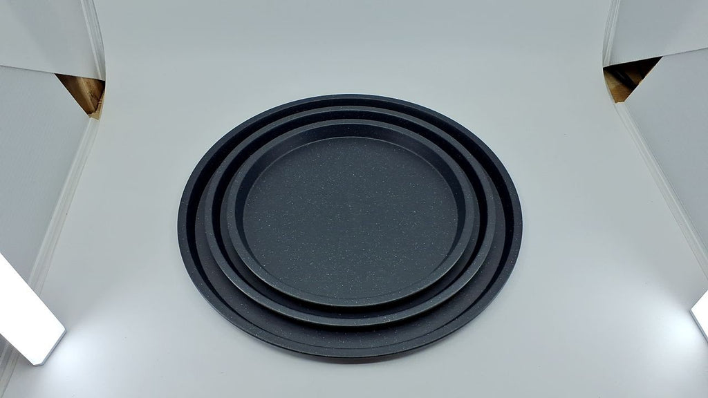 Gray Marble Pizza Baking Pans Set of 3, Non Stick, Oven Safe, Carbon Steel