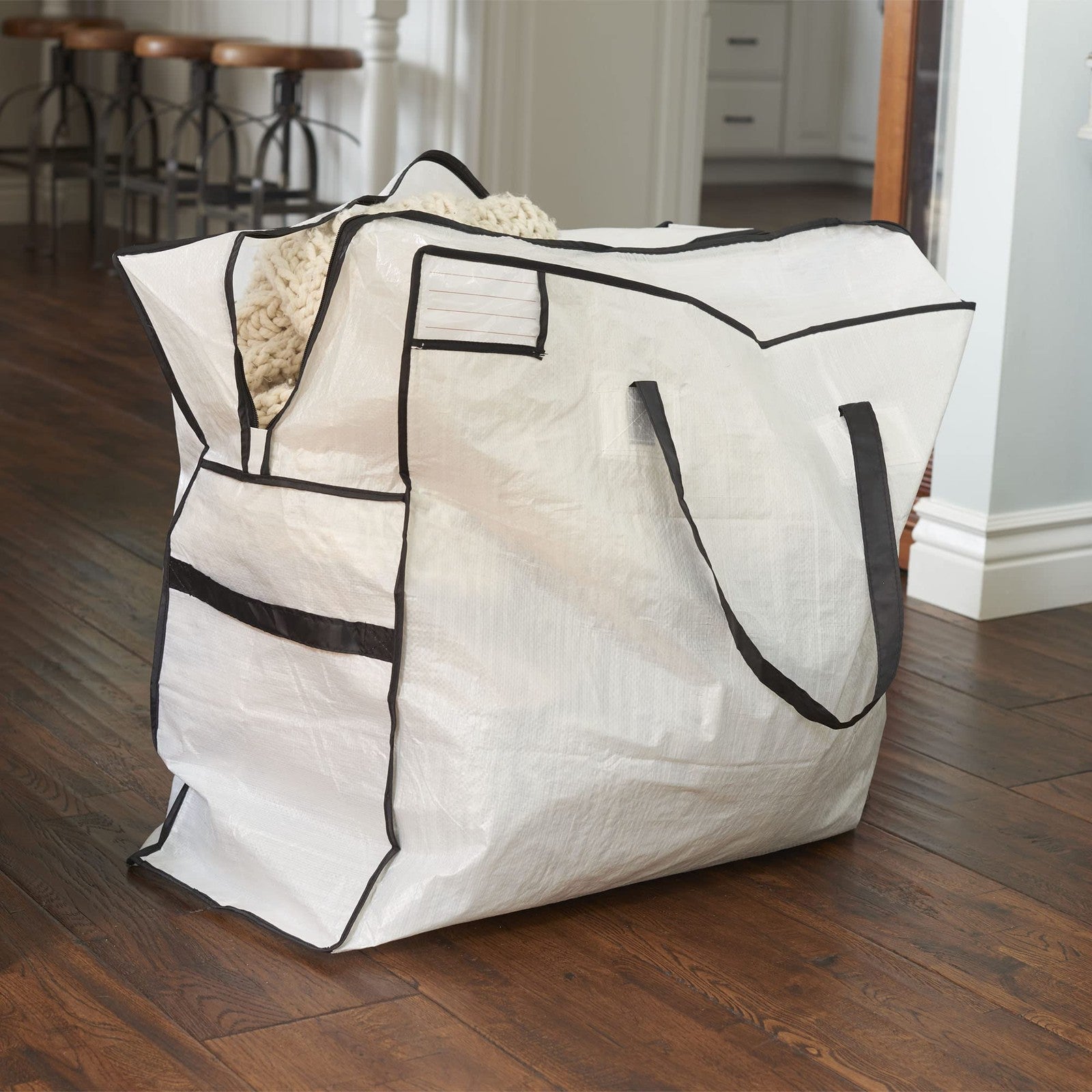 MightyStor White & Black Storage Bag - Large, Heavy Duty, w/ Handles
