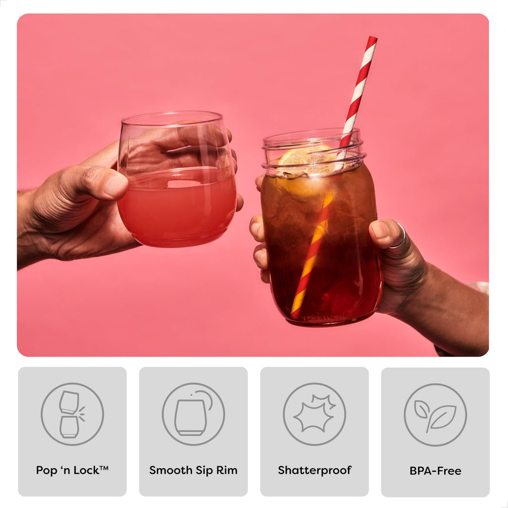 14oz Vino Clear Plastic Wine Glasses Set of 12 Unbreakable & Recyclable