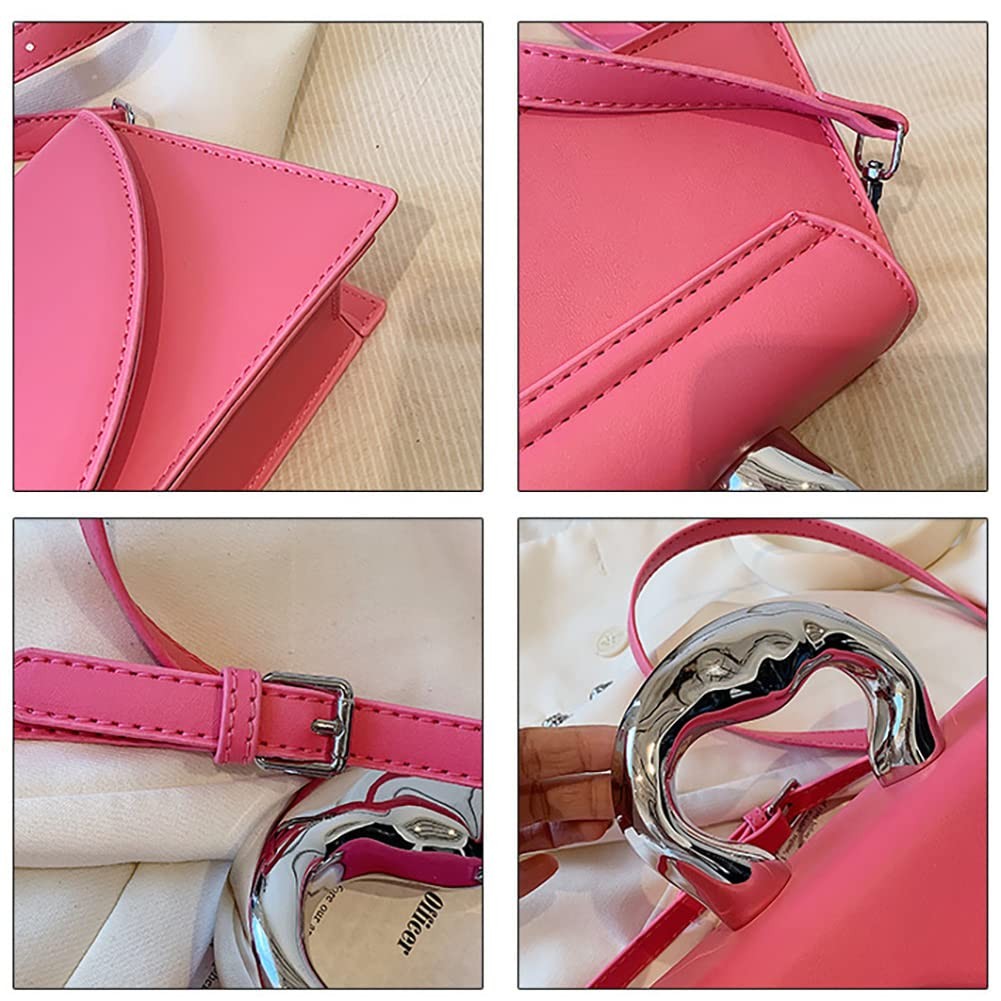 Small Silver Crossbody Handbag Faux Leather Y2K Tote for Women