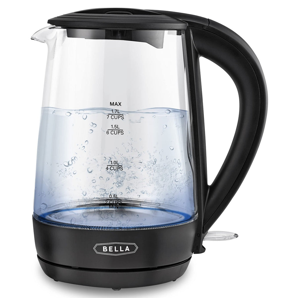 BELLA 1.7L Electric Kettle, Black, Cordless, Boil 7 Cups in 6-7 Min