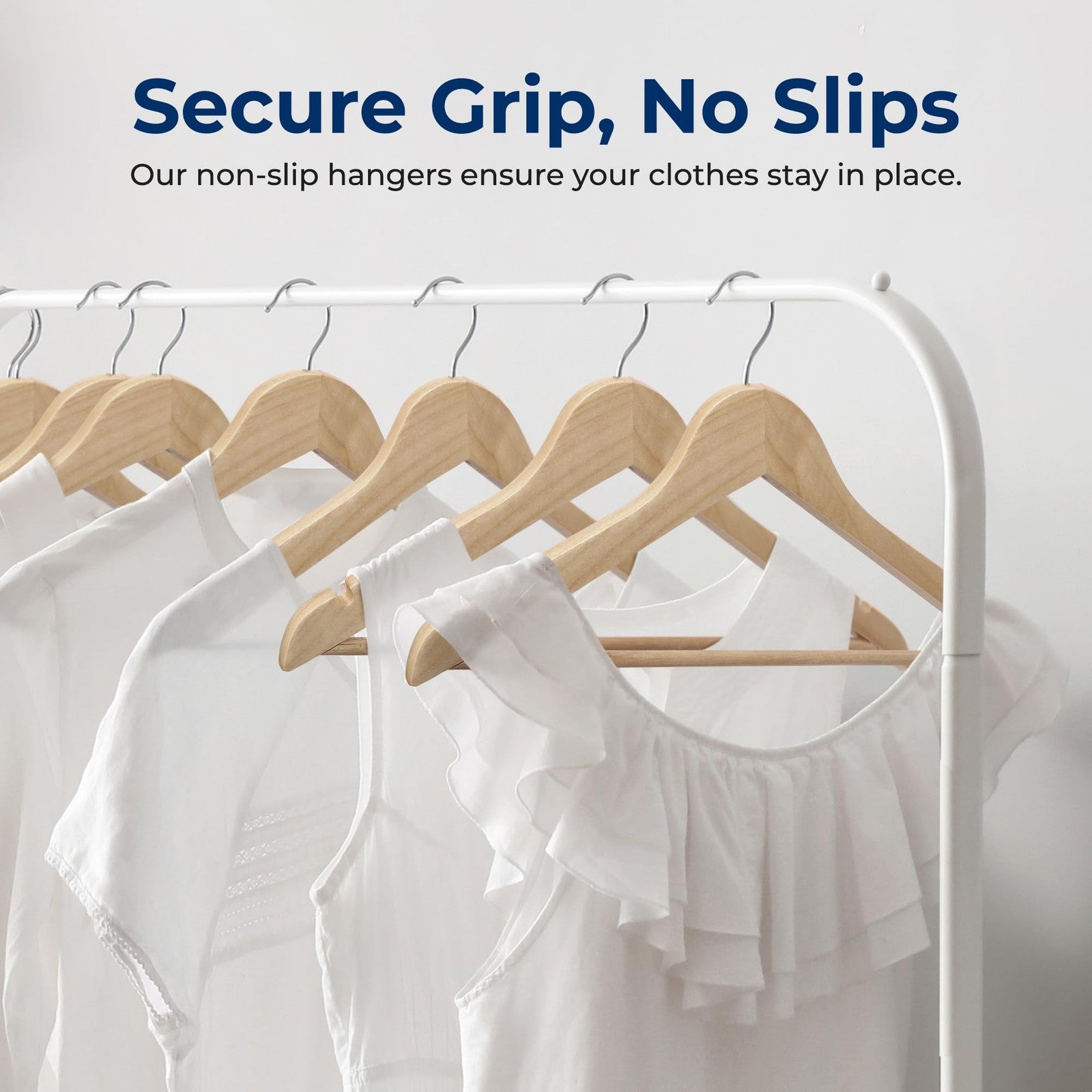 Natural Wood Coat Hangers, 10-Pack, 360° Swivel Hook, Space Saving
