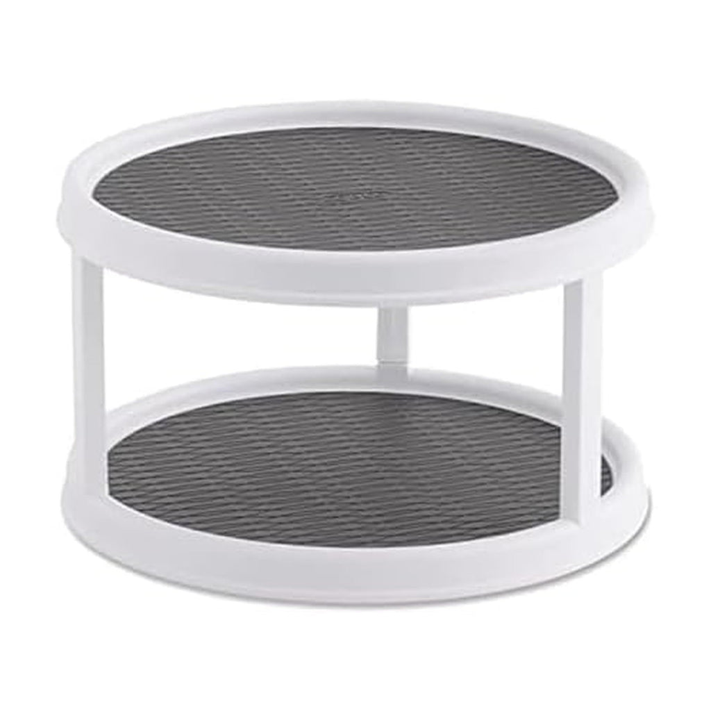 Copco Non-Skid Turntable, 2-Tier, 12-Inch, Durable & Easy Clean, White/Gray