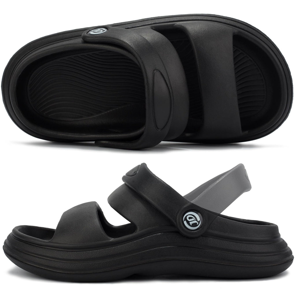 Axcone Kids Comfort Clogs Slippers Boys Girls Slides Shoes, Black-24/25