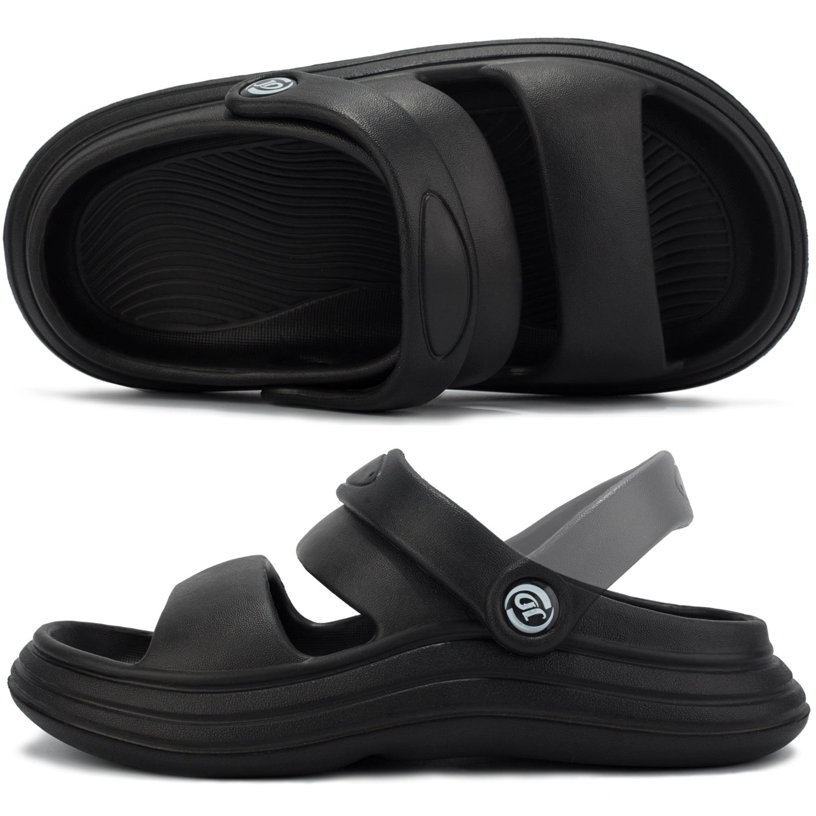 Axcone Kids Comfort Clogs Slippers Boys Girls Slides Shoes, Black-24/25